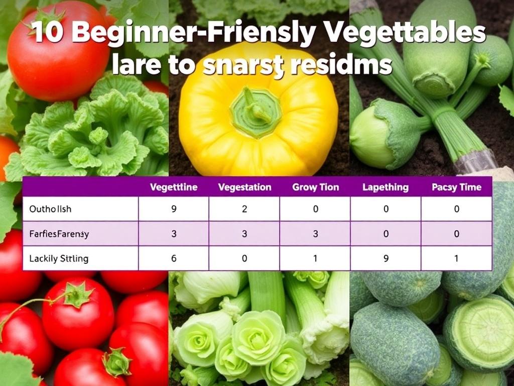     10 Beginner-Friendly Vegetables to Grow in Your First Garden. Tabla rápida: comparativa de las 10 verduras para principiantes