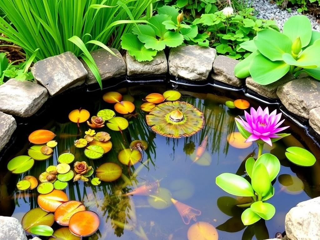    Einen kleinen Gartenteich anlegen. Plantas acuáticas: escoger, colocar y equilibrio